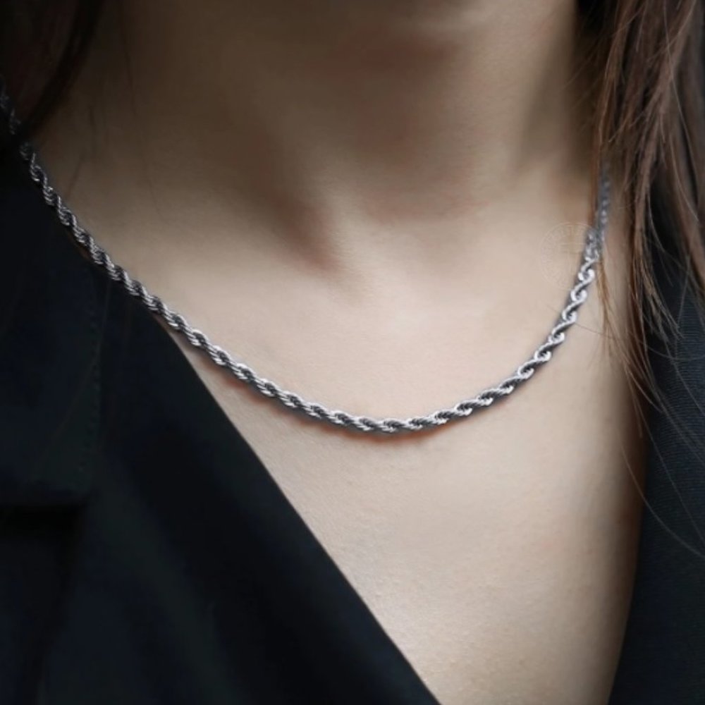 Stainless Twisted Rope Chain Necklace 5mm